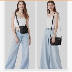 🖤 MEXS Everywhere Nylon Crossbody Bag – Black w/ Silver Hardware